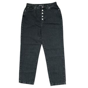 INC Denim Mom Jean Washed Black High Rise Button Fly 100% Cotton Women's Size 10